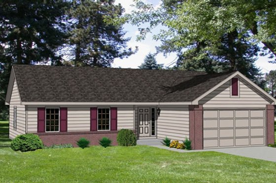 Exterior - Front Elevation for Ranch House Plan #116-170 - 3 bed, 2 bath