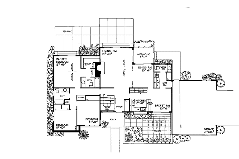 Dream House Plan - Floor Plan - Main Floor for Contemporary House Plan #72-763 - 3 bed, 2.5 bath