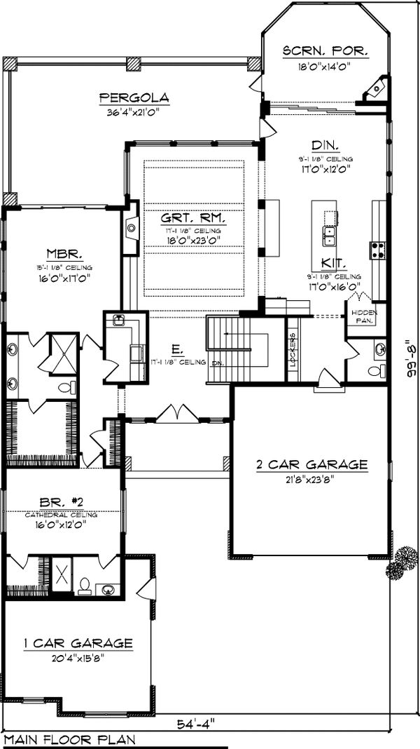 House Plan Design - Craftsman Floor Plan - Main Floor Plan #70-1055