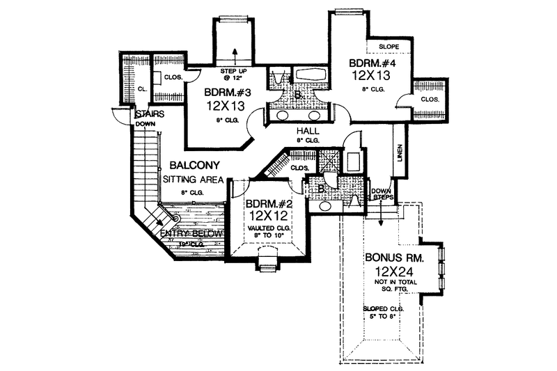 Dream House Plan - Floor Plan - Upper Floor for Country House Plan #310-1060 - 4 bed, 3.5 bath