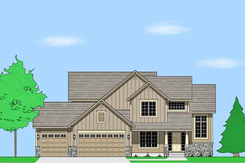 Architectural House Design - Prairie Exterior - Front Elevation Plan #981-15