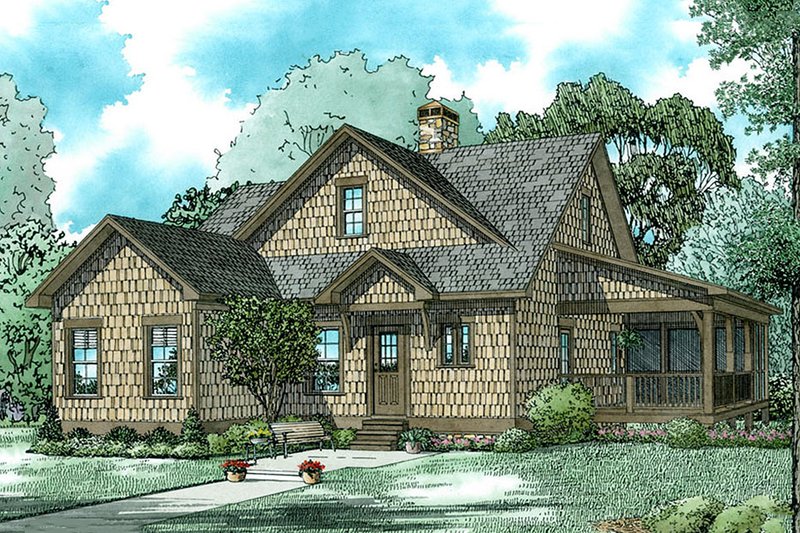 Country Style House Plan - 3 Beds 2 Baths 1560 Sq/Ft Plan #17-2534