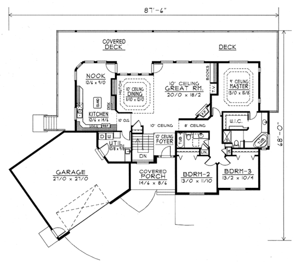 Dream House Plan - Traditional Floor Plan - Main Floor Plan #1037-30