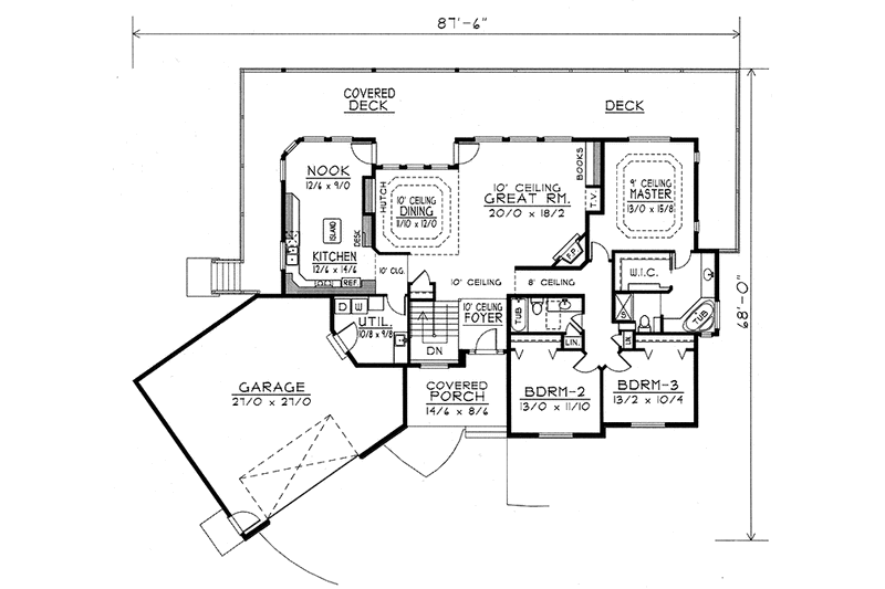 Home Plan - Floor Plan - Main Floor for Traditional House Plan #1037-30 - 3 bed, 2 bath