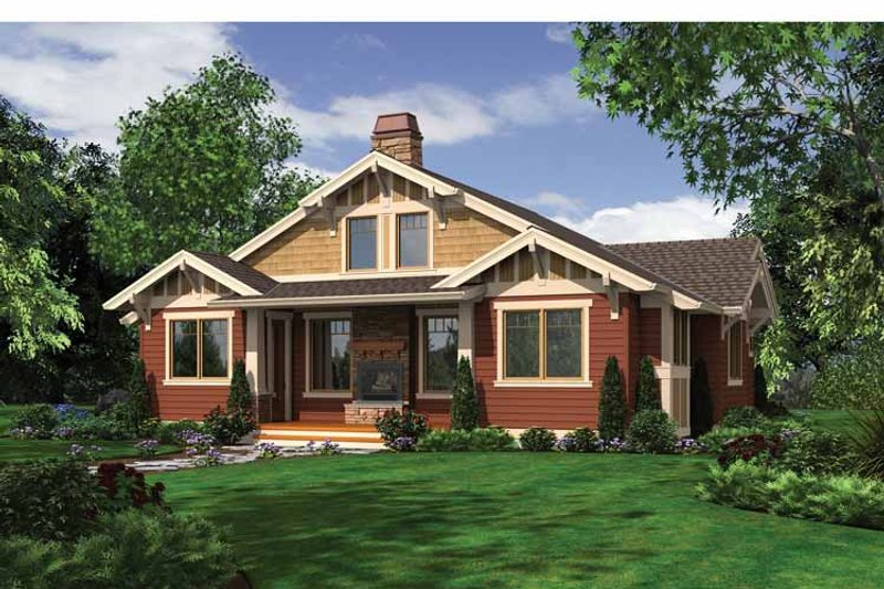 Dream House Plan - Exterior - Rear Elevation 1 for Craftsman House Plan #132-532 - 2 bed, 2 bath