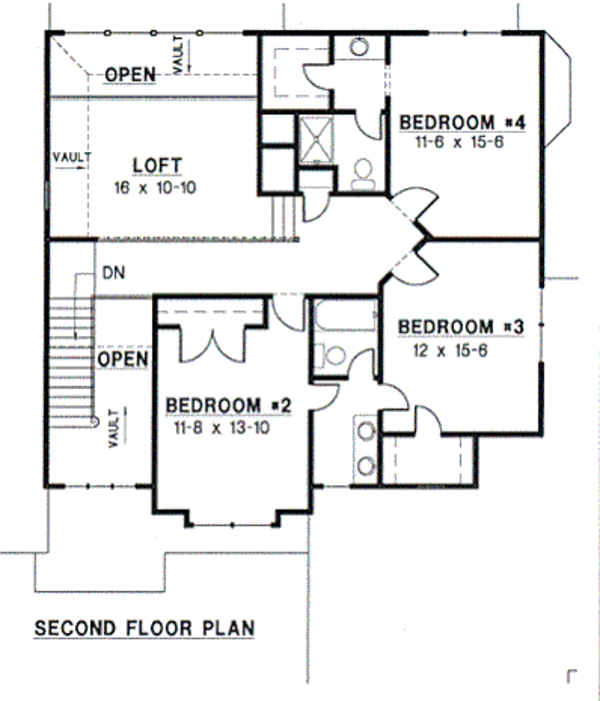 Traditional Floor Plan - Upper Floor Plan #67-168