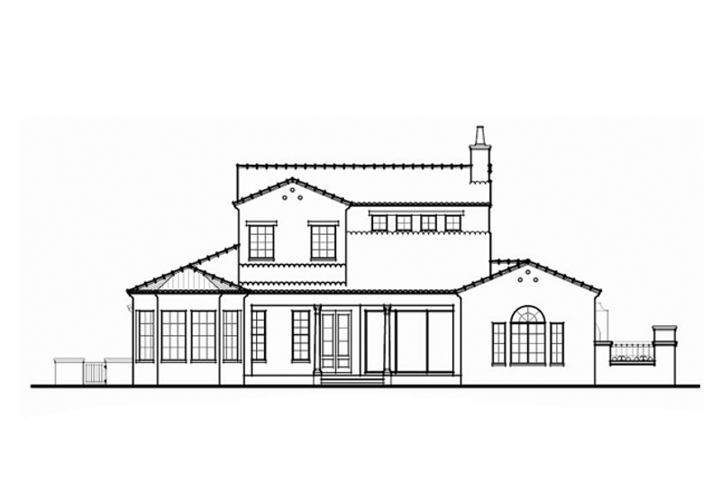 House Plan Design - Exterior - Rear Elevation for Mediterranean House Plan #76-123 - 3 bed, 3.5 bath