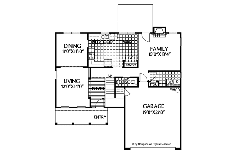 House Plan Design - Floor Plan - Main Floor for Colonial House Plan #999-85 - 3 bed, 2.5 bath