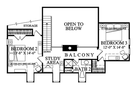 Floor Plan - Upper Floor for Colonial House Plan #137-373 - 3 bed, 2.5 bath