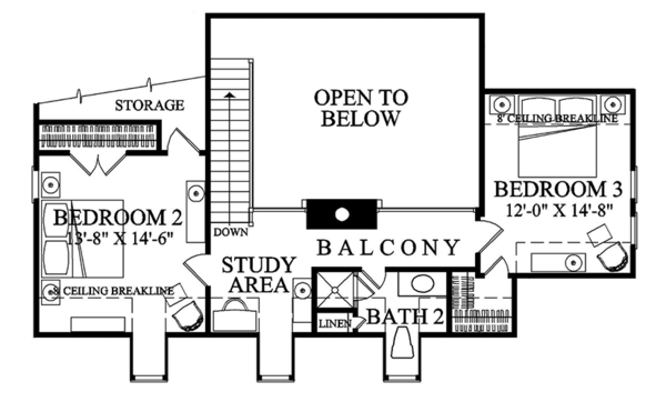 House Design - Colonial Floor Plan - Upper Floor Plan #137-373