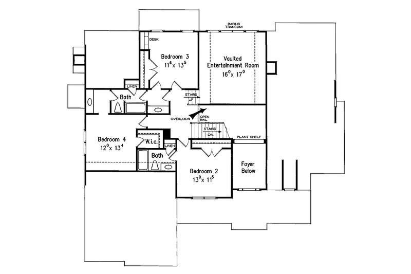 House Blueprint - Floor Plan - Upper Floor for Colonial House Plan #927-914 - 4 bed, 3.5 bath