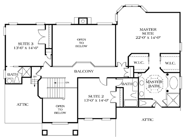 House Plan Design - Traditional Floor Plan - Upper Floor Plan #453-415