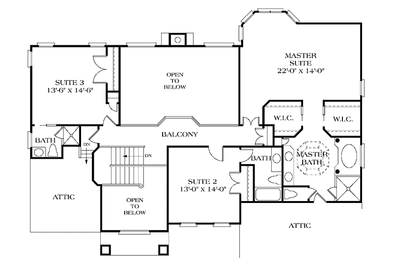 Home Plan - Floor Plan - Upper Floor for Traditional House Plan #453-415 - 4 bed, 4.5 bath