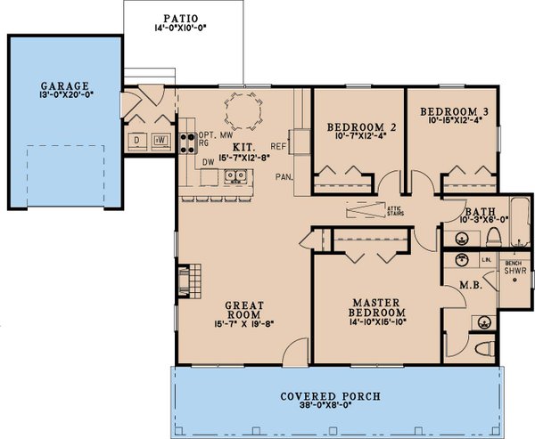 Farmhouse Floor Plan - Main Floor Plan #17-3448