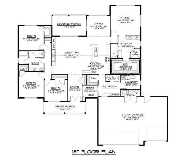 Dream House Plan - Farmhouse Floor Plan - Main Floor Plan #1064-124