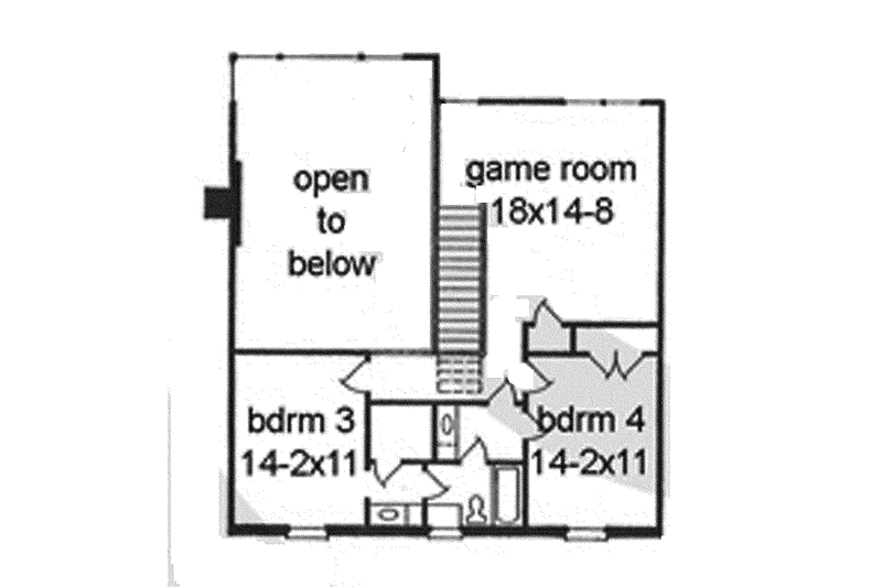 House Design - Floor Plan - Upper Floor for Country House Plan #301-134 - 3 bed, 3.5 bath
