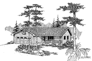 Exterior - Front Elevation for Country House Plan #60-1014 - 4 bed, 3.5 bath
