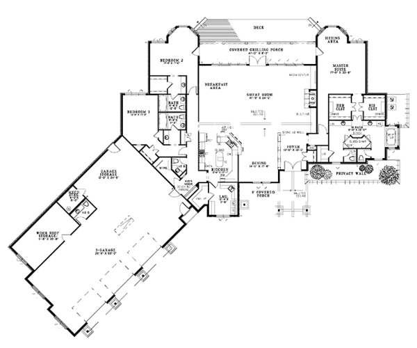 House Design - Ranch Floor Plan - Main Floor Plan #17-3327