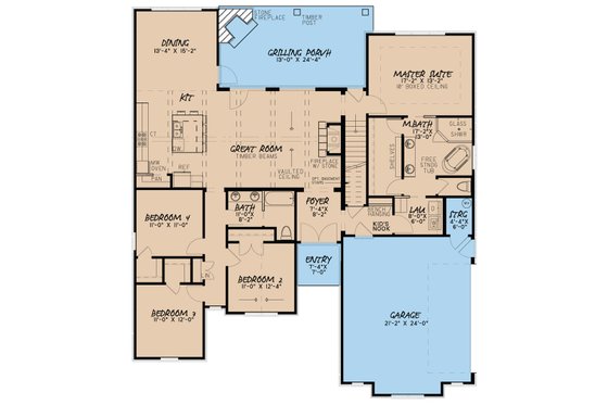 Floor Plan - Main Floor for European House Plan #923-51 - 4 bed, 2 bath
