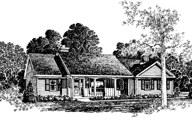 House Blueprint - Exterior - Front Elevation 3 for Country House Plan #1016-41 - 3 bed, 2 bath