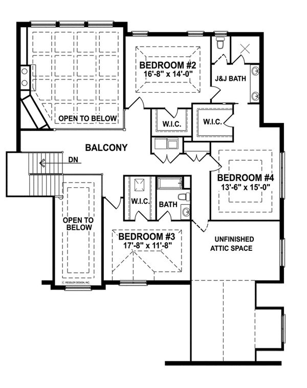 Architectural House Design - European Floor Plan - Upper Floor Plan #1057-2