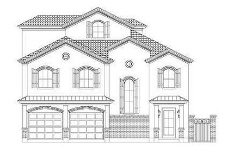 Exterior - Front Elevation 2 for European House Plan #411-861 - 3 bed, 3.5 bath