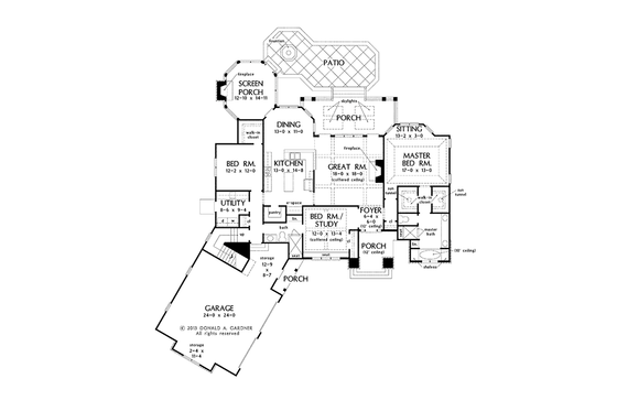 Floor Plan - Main Floor for European House Plan #929-966 - 3 bed, 2 bath
