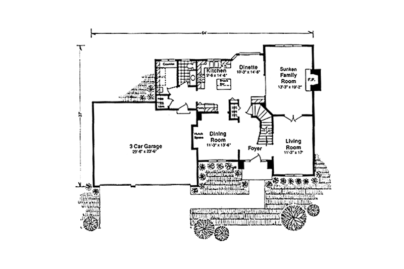 Home Plan - Floor Plan - Main Floor for Country House Plan #981-25 - 4 bed, 2.5 bath