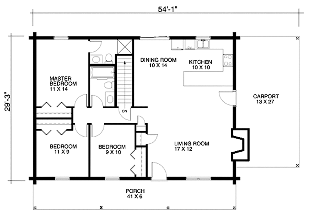 Log Style House Plan 3 Beds 2 Baths 1209 Sq Ft Plan 964 9 Builderhouseplans Com