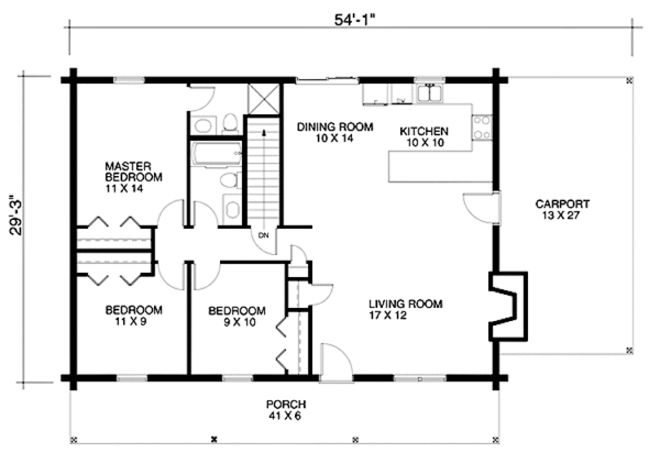 Architectural House Design - Log Floor Plan - Main Floor Plan #964-9