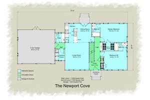 Floor Plan - Main Floor for Colonial House Plan #489-8 - 3 bed, 3.5 bath