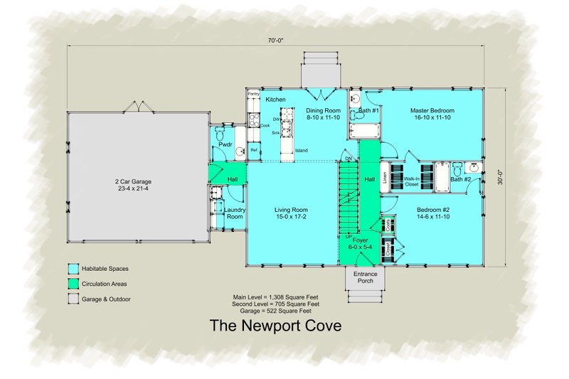 House Plan Design - Floor Plan - Main Floor for Colonial House Plan #489-8 - 3 bed, 3.5 bath
