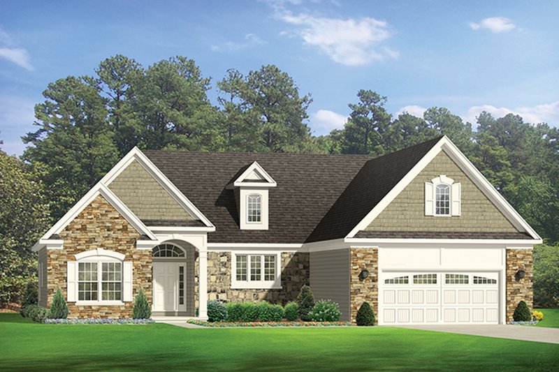 Architectural House Design - Exterior - Front Elevation 3 for Ranch House Plan #1010-141 - 3 bed, 2 bath