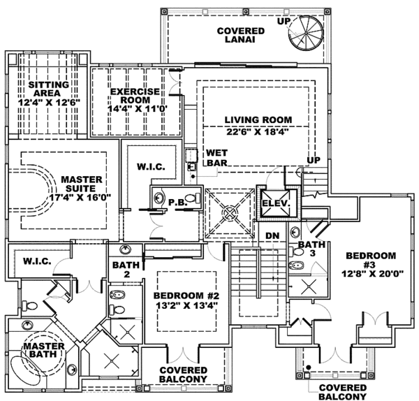 House Plan Design - Mediterranean Floor Plan - Upper Floor Plan #1017-136