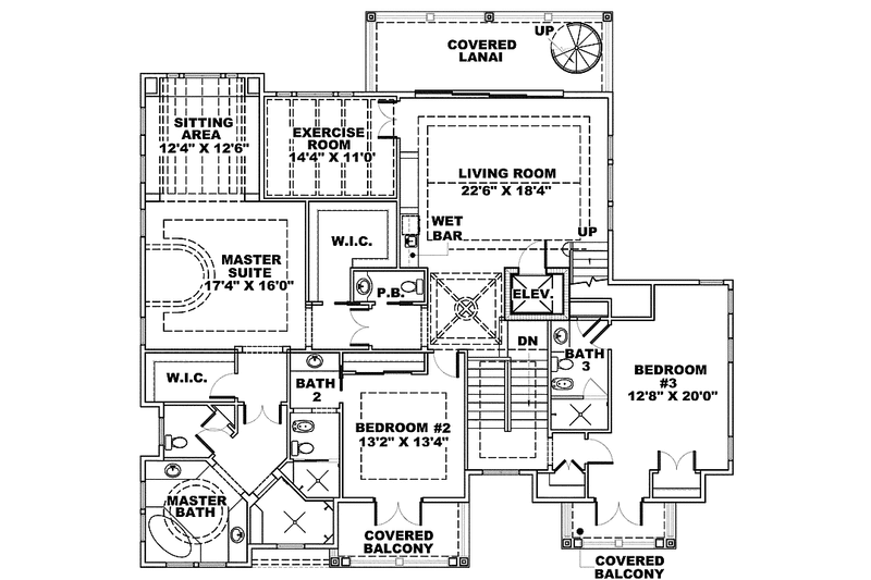 Architectural House Design - Floor Plan - Upper Floor for Mediterranean House Plan #1017-136 - 4 bed, 5.5 bath