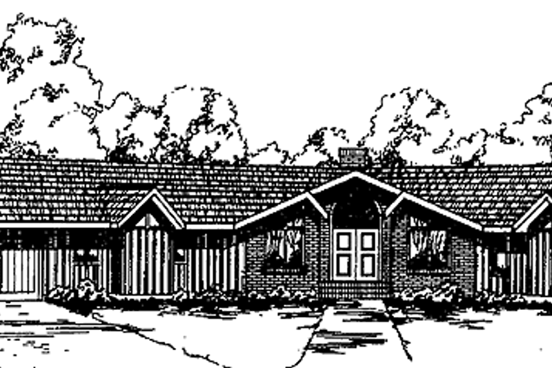 Architectural House Design - Prairie Exterior - Front Elevation Plan #60-925