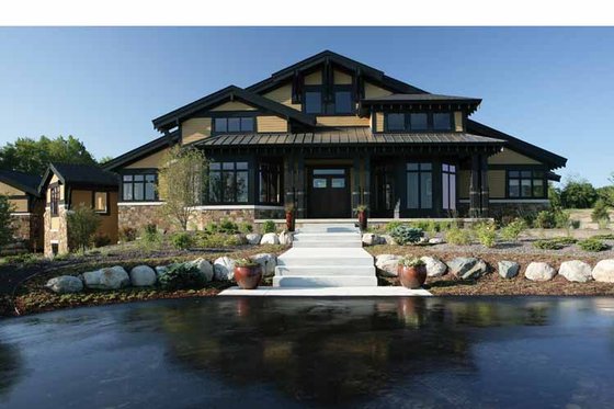 Exterior - Front Elevation 4 for Prairie House Plan #928-62 - 4 bed, 4 bath