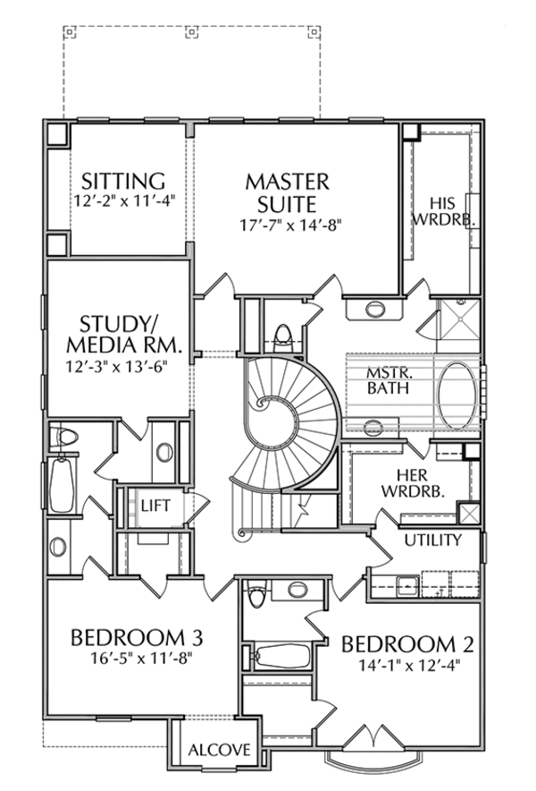 House Plan Design - Mediterranean Floor Plan - Upper Floor Plan #1021-14