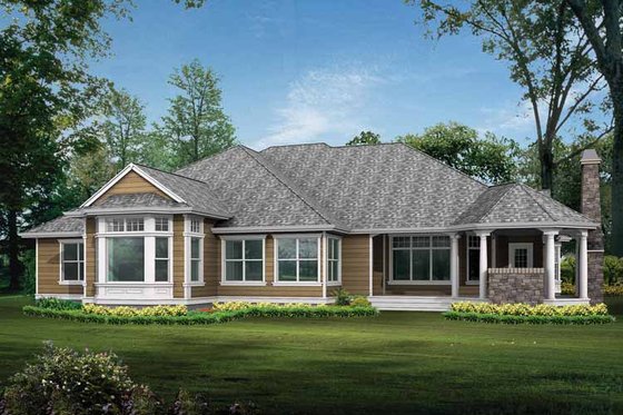Exterior - Rear Elevation for Craftsman House Plan #132-282 - 4 bed, 3 bath