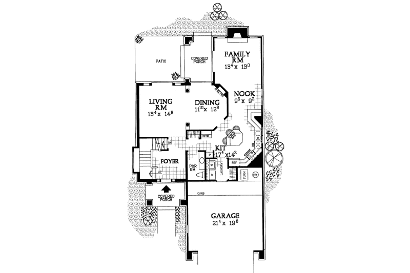 House Blueprint - Floor Plan - Main Floor for Classical House Plan #72-1089 - 3 bed, 2.5 bath