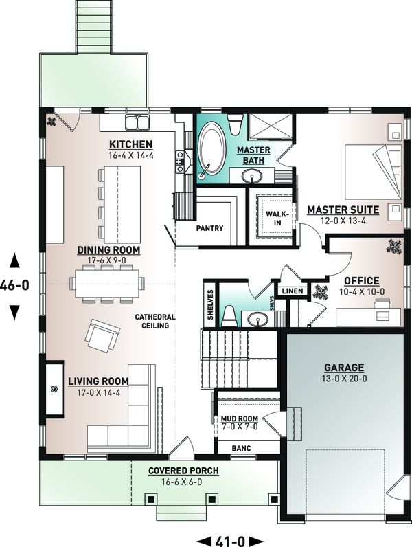 House Blueprint - Farmhouse Floor Plan - Main Floor Plan #23-2746