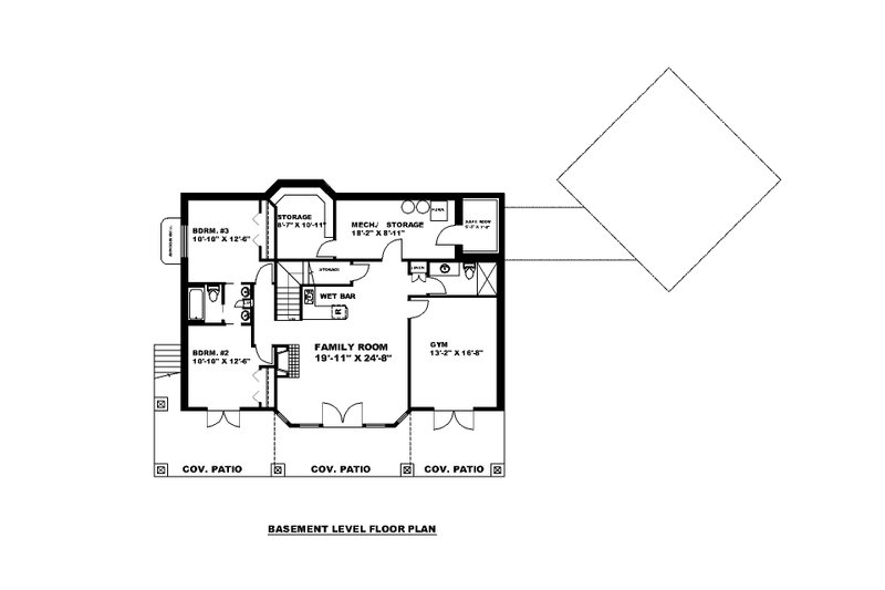 Architectural House Design - Floor Plan - Lower Floor for Farmhouse House Plan #117-931 - 3 bed, 3.5 bath