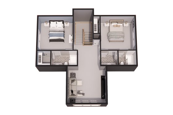 Floor Plan - Upper Floor 1 for Traditional House Plan #51-1252 - 3 bed, 3.5 bath