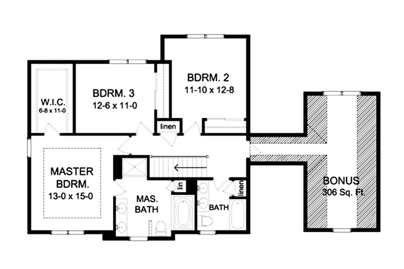 Architectural House Design - Floor Plan - Upper Floor for Craftsman House Plan #1010-117 - 3 bed, 2.5 bath