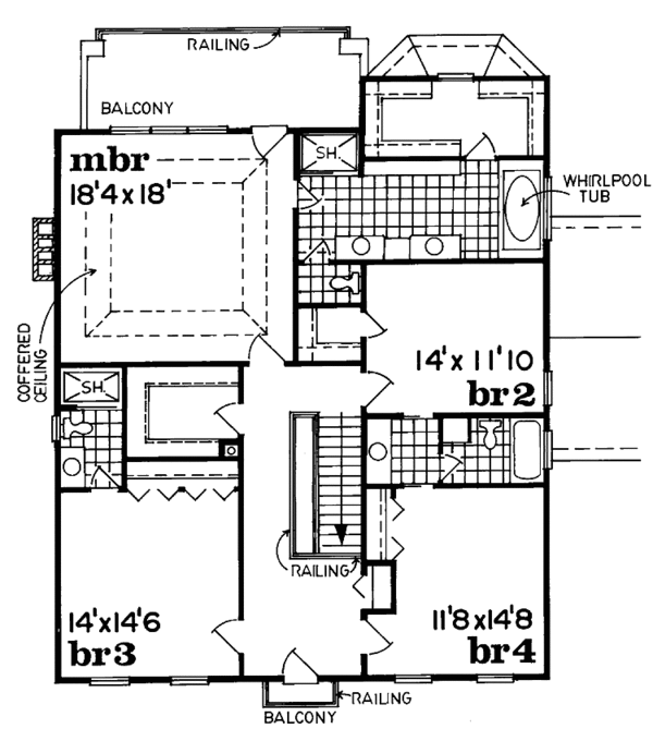 Dream House Plan - Country Floor Plan - Upper Floor Plan #47-1029