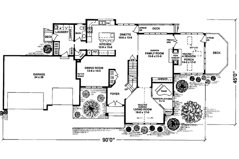 Home Plan - Floor Plan - Main Floor for European House Plan #981-23 - 4 bed, 2.5 bath