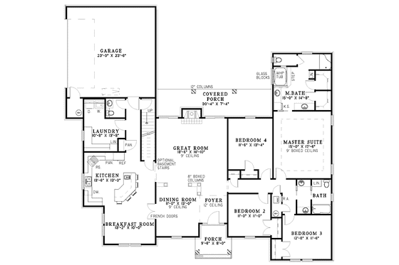 Floor Plan - Main Floor for European House Plan #17-3018 - 4 bed, 2.5 bath