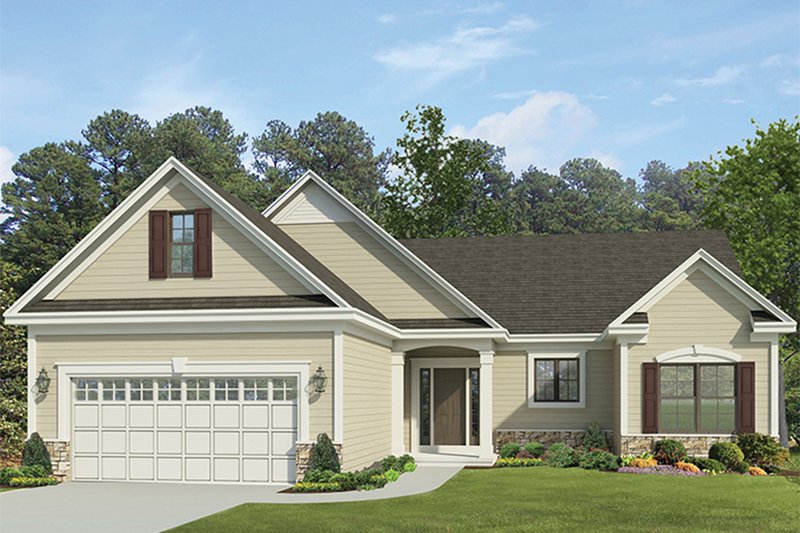 Architectural House Design - Exterior - Front Elevation 3 for Ranch House Plan #1010-147 - 3 bed, 2 bath