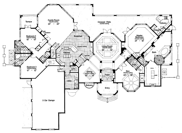 Architectural House Design - Mediterranean Floor Plan - Main Floor Plan #417-536