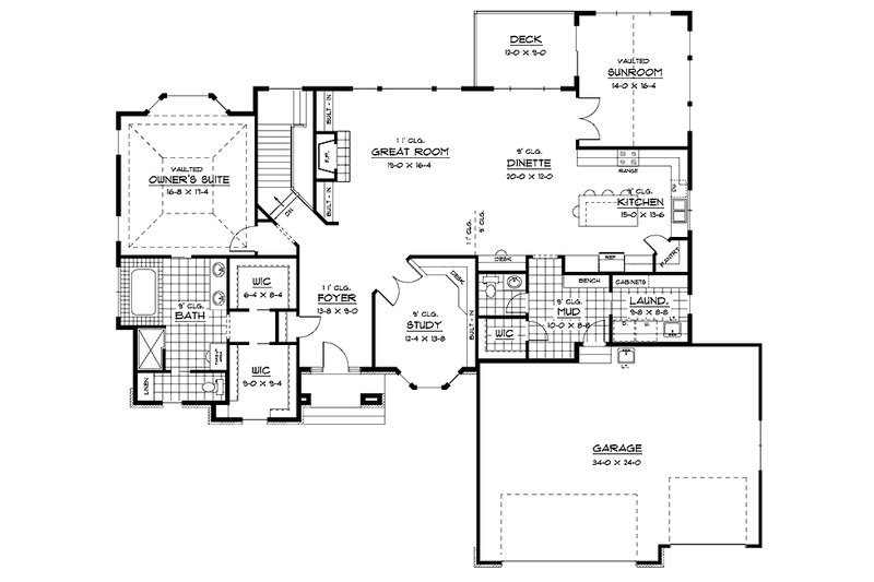 Home Plan - Floor Plan - Main Floor for Traditional House Plan #51-682 - 3 bed, 2.5 bath